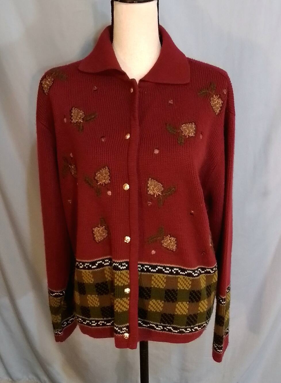 CRYSTAL KOLE , autumn rust color sweater / cardigan